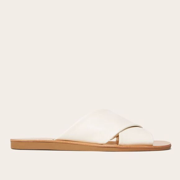 Everlane The Day Crossover Sandal Leather Slides in Cream Size 8.5 New